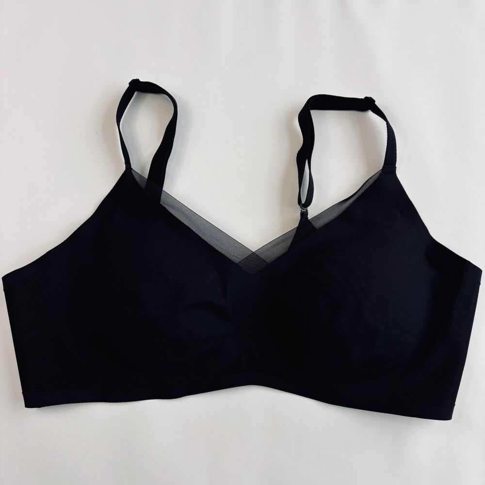 HoneyLove Crossover Bra XL Black Wireless Soft Support Smooth Comfort With Pads